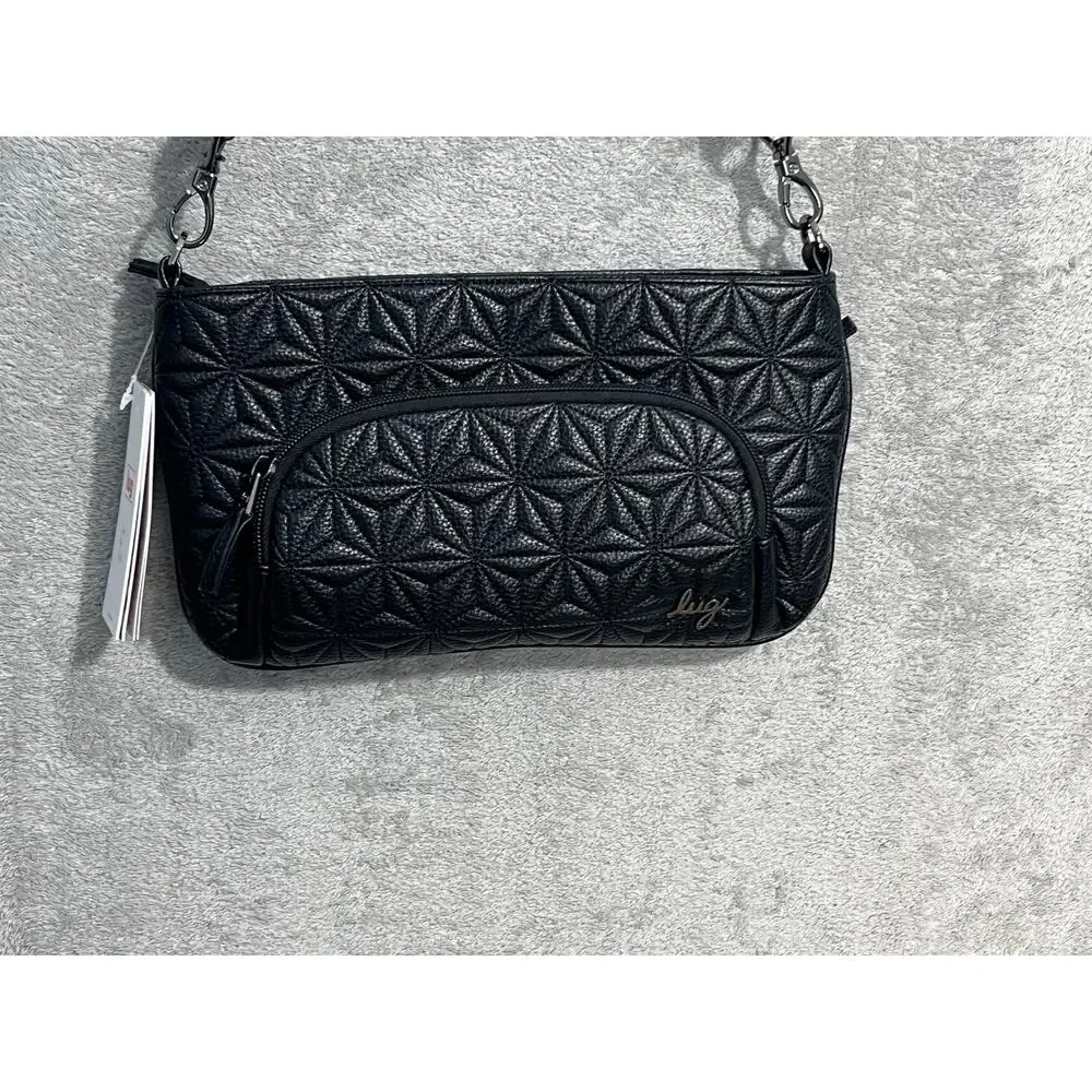 Lug Flyer Vegan Leather Crossbody Shoulder Bag Purse Black NWT RFID Commuter